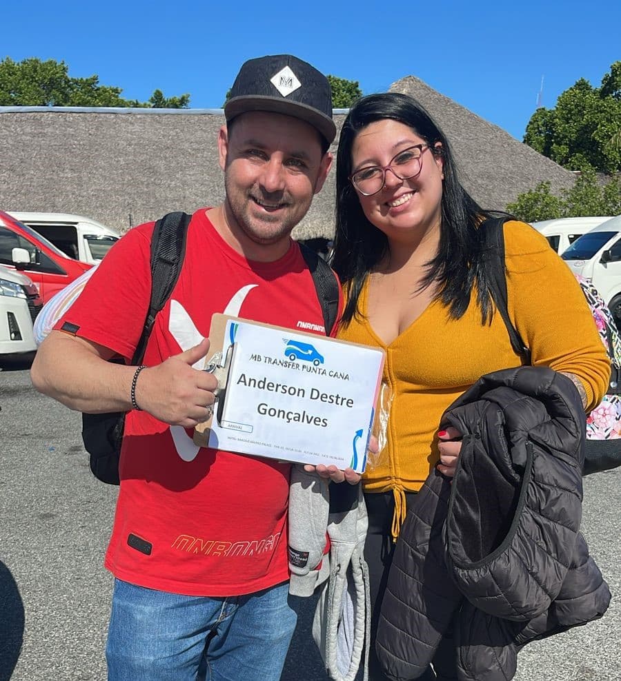 Travelers with MB Transfer sign